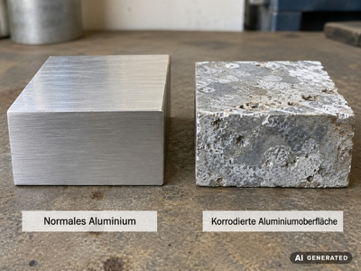 rostet Aluminium erkennbar an Gegenüberstellung